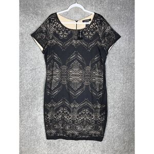 Ashley Stewart‎ Lace Overlay Scoop Short Sleeve Dress Womens Size 22 Black NWT